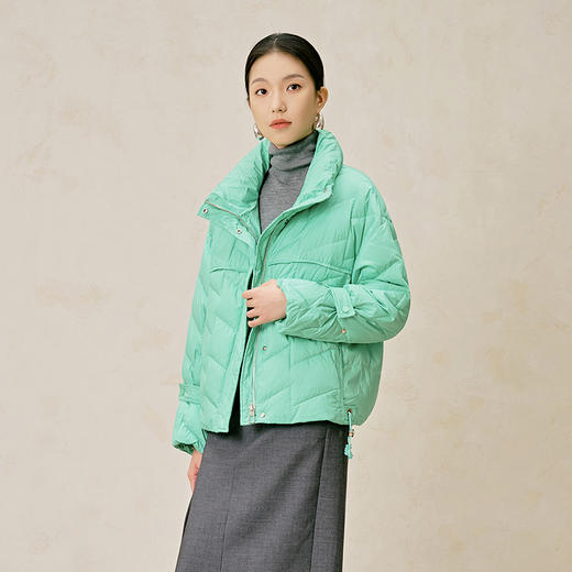 NEELLY纳俪商场同款冬季新款绿色短款小个子立领保暖羽绒服外套女N23124L07793 商品图1
