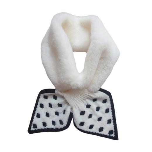 【韩版波点交叉围巾，甜美保暖】围巾女冬款 韩版波点交叉毛绒 甜美保暖 秋冬学生围脖 仿兔毛围巾-QQ 商品图4