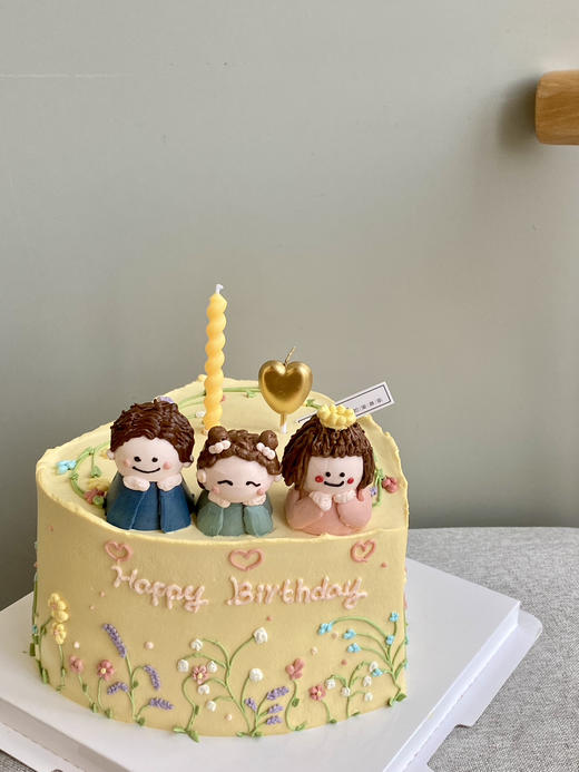 「女士」幸福的一家三口 手绘 奶油霜 商品图0