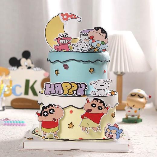 漫画风可爱蜡笔小新双层蛋糕 商品图0