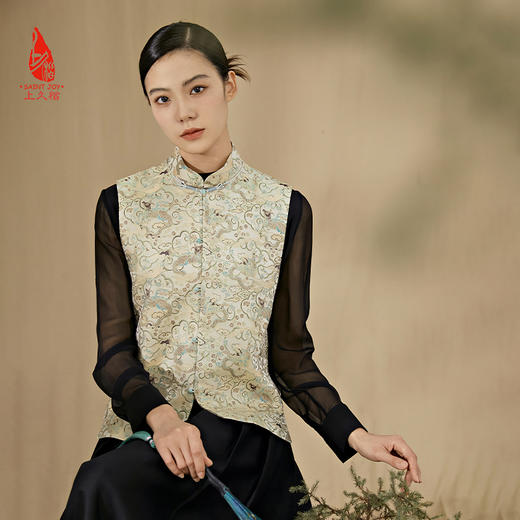 SAINTJOY/上久楷新中式马甲  牛首龙纹 复古 中国风 DWS23058 商品图1