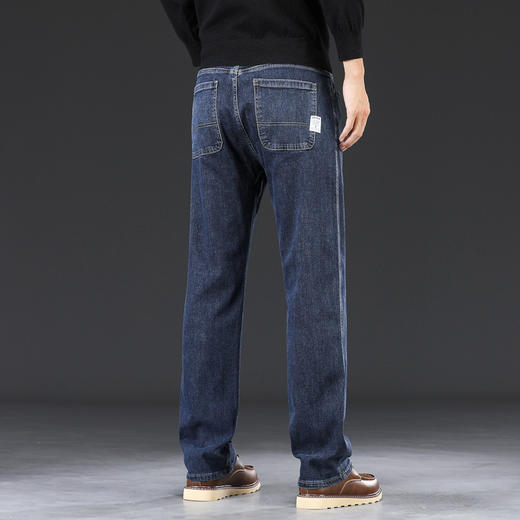2024高端蓝灰色牛仔裤！男秋冬款直筒宽松大码男裤中年男士加绒直筒长裤！ 商品图3