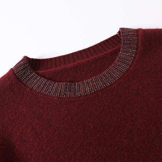 CC-53-5995针织打底衫女士秋冬季2024新款洋气时尚镶钻遮肚子宽松厚毛衣内搭 商品图3