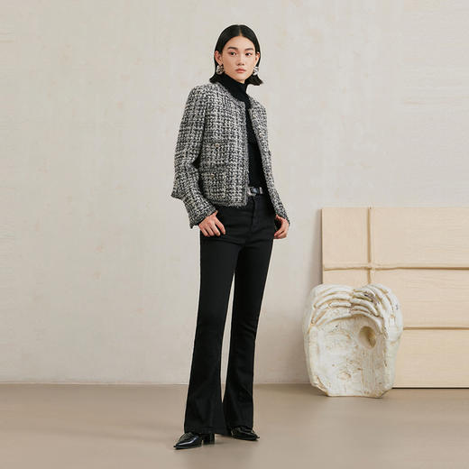 NEELLY纳俪商场同款冬季新款粗花呢小香风羊毛混纺正肩短外套女N24103C01079 商品图2