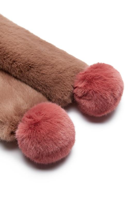 SUMMER & SAGE 棕色毛球短毛围巾 8428 商品图3