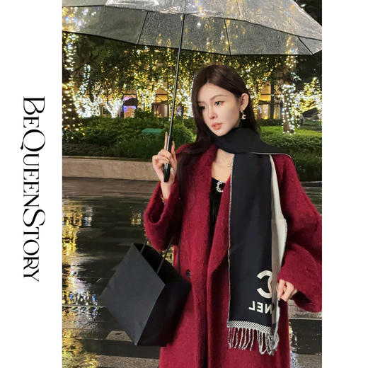 余潇潇红人上新【盛世女主角】马海毛绵羊毛混纺长款宽松大衣秋冬 商品图2