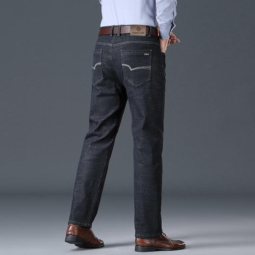 【加绒加厚】罗蒙冬季加绒保暖牛仔裤男士休闲百搭直筒弹力牛仔裤男青年棉质长裤子 商品图1