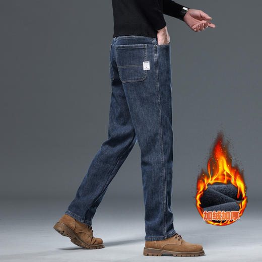 2024高端蓝灰色牛仔裤！男秋冬款直筒宽松大码男裤中年男士加绒直筒长裤！ 商品图6