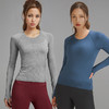插肩女土运动长袖 套指袖跑步健身训练上衣 修身无缝普拉提瑜伽服 商品缩略图1