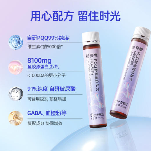 【北京卫视养生堂】华东医药PQQ胶原蛋白肽饮 25ml*7支/盒  小分子液态肽 胶原直充 商品图1