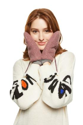 AVA 烟粉色挂脖连指手套 8563