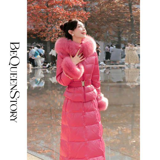 余潇潇红人上新【风华绝代】气质缎面珠光立领外套松紧半裙鵝绒套装 商品图3