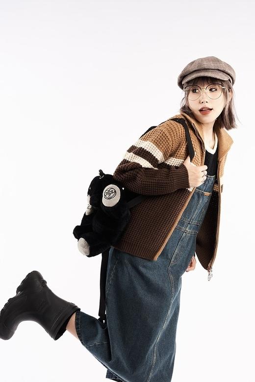 HAYES 美拉德撞色拉链针织外套 19167 商品图4