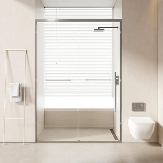 帝王洁具一字型整体淋浴房家用卫生间厕所隔断洗澡淋浴黑玻璃移门SH907 商品图0