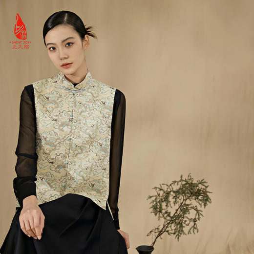 SAINTJOY/上久楷新中式马甲  牛首龙纹 复古 中国风 DWS23058 商品图0