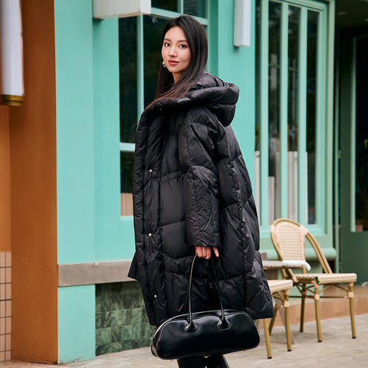 NEELLY纳俪商场同款冬季新款连帽立领中长款羽绒服女时尚简约通勤N24104L07746 商品图1