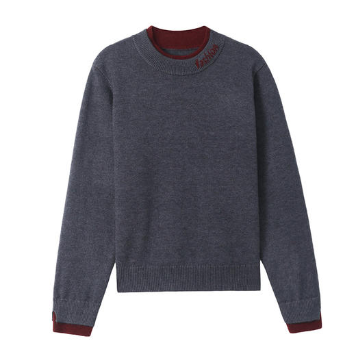 CC-MY-1170秋冬新款圆领显白百搭简约时髦设计感毛衣羊毛针织打底衫上衣厚款 商品图4