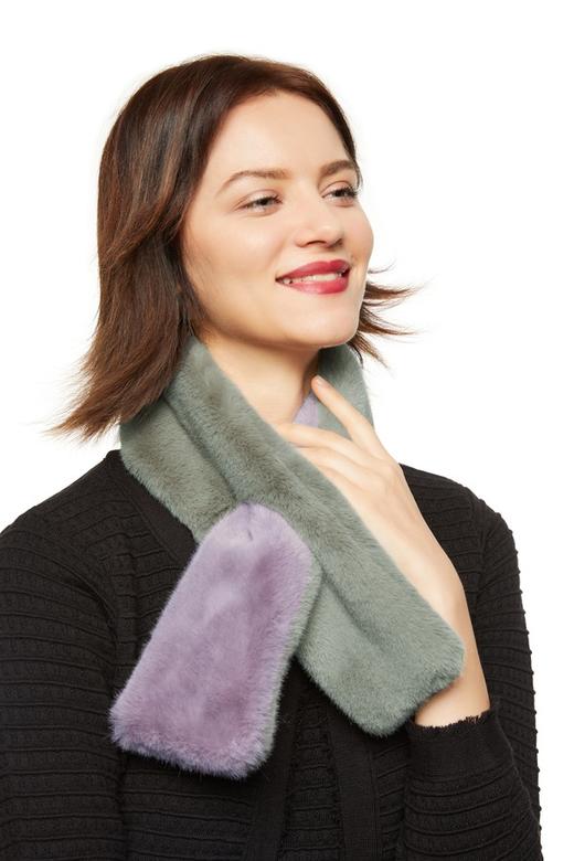 SUMMER & SAGE 拼色短毛保暖围巾 8430 商品图0