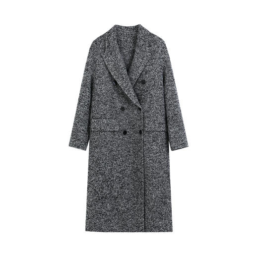 NEELLY纳俪商场同款冬季新款羊驼毛混纺高级感灰色长款大衣外套女N24103G01083 商品图3