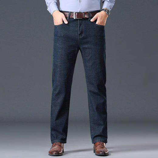 【加绒加厚】罗蒙冬季加绒保暖牛仔裤男士休闲百搭直筒弹力牛仔裤男青年棉质长裤子 商品图2
