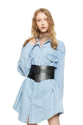 AVA 黑色皮革不规则腰带 8252