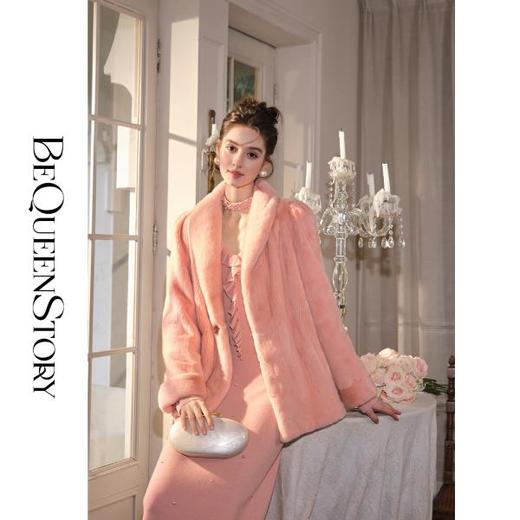 余潇潇红人上新【唐顿千金】轻奢丹麦紫标天鹅绒水貂毛草草外套秋冬 商品图4