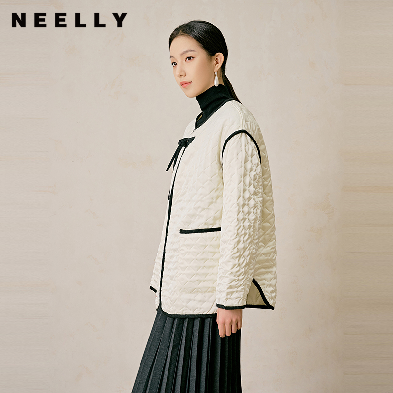 NEELLY纳俪商场同款冬季新款新中式轻薄简约棉服女千金风棉衣外套N23104K03310