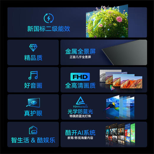 创维 43寸  新国标二级 金属全景屏 光学防蓝光 手机投屏  43H3GT 商品图6