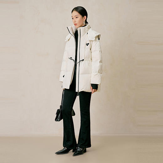 NEELLY纳俪商场同款冬季新款一手长连帽立领羽绒服外套女保暖收腰N23124L07789 商品图2