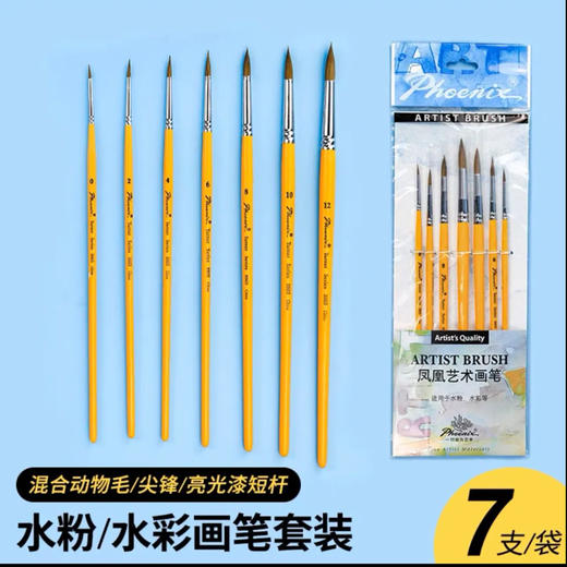 凤凰专业水彩笔水彩画笔套装长杆适用于水粉水彩1套/份 商品图0