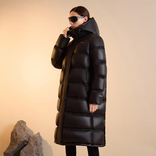 奢姿2024年冬季新款大码女装男女同款外套胖妹妹防风连帽羽绒服7344300228 商品图1