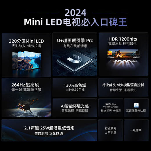 海信海信电视 75D71Q Mini LED 一级能效 264Hz高刷 320分区 1200nits 2.1声道 节能补贴以旧换新 商品图1