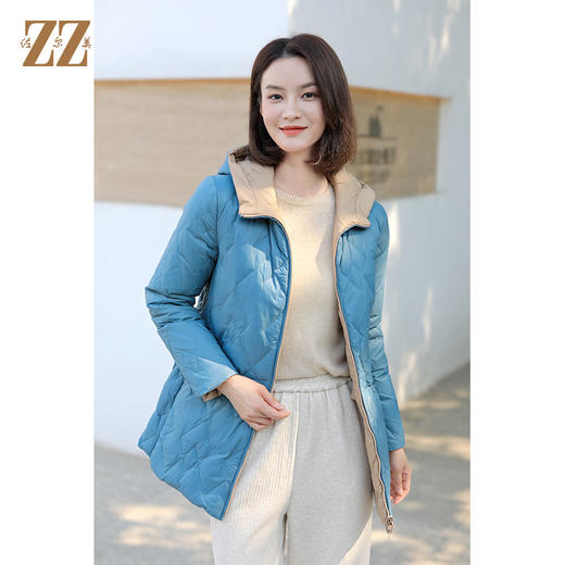 佐尔美冬季新款 气质通勤菱形格双面穿羽绒服女E34YY23 商品图1
