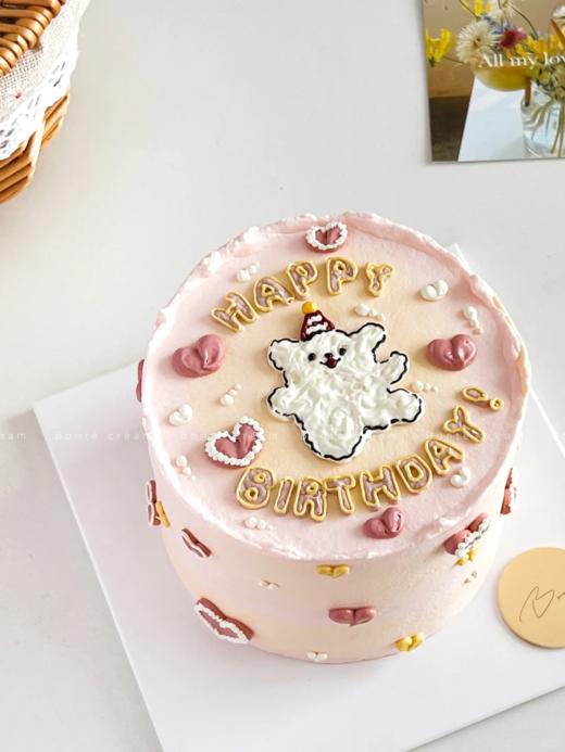 线条小狗简约手绘蛋糕 商品图0