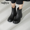 Safiya/索菲娅2024冬季真皮休闲圆头粗跟时尚百搭后拉链短踝靴SF44116087 商品缩略图1