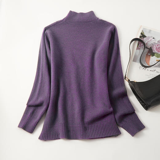 罗蒙女士针织衫秋冬经典半高领舒适百搭套头女毛衣休闲通勤 商品图11