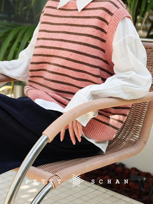 PETIT SCHAN小闪 CLO#629 Pop Rocks 跳跳糖 羊毛缤纷彩点纱圆领条纹背心 商品图13