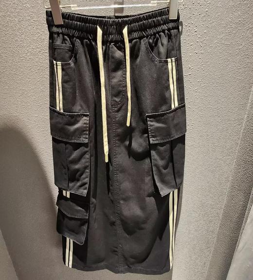 Z1松紧腰抽绳拼织带多袋半裙40820（红黑） 秋季 243100220321 商品图0