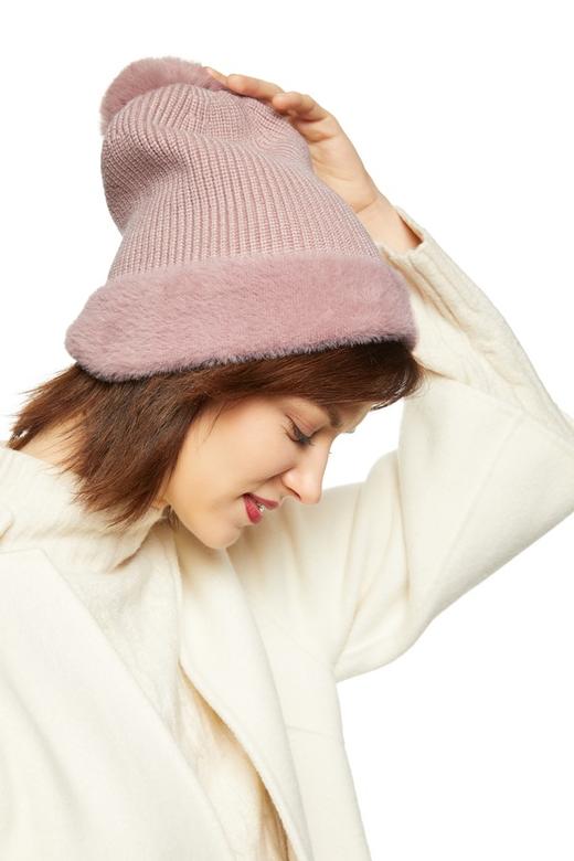 AVA 粉色毛绒拼接针织帽 8558 商品图0
