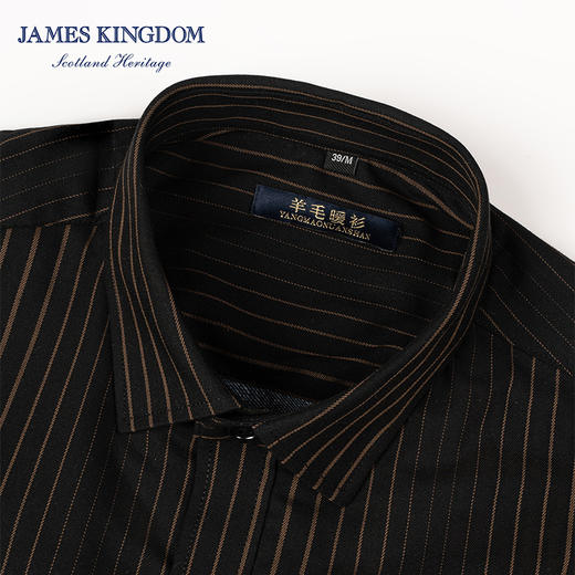 占姆士秋冬男士法兰绒双层加厚衬衫中青年商务休闲格子保暖衬衣 商品图4