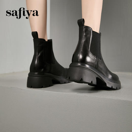 Safiya/索菲娅2024英伦风小个子增高显腿长厚底套筒切尔西短靴 SF44116025 商品图3