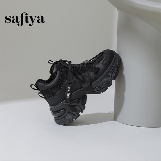Safiya/索菲娅2024潮流运动增高厚底加绒保暖百搭休闲老爹鞋  SF44112401 商品图5