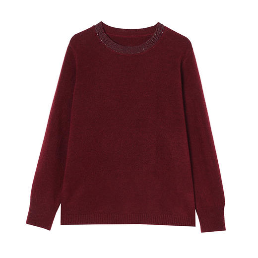 CC-53-5995针织打底衫女士秋冬季2024新款洋气时尚镶钻遮肚子宽松厚毛衣内搭 商品图4