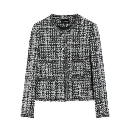 NEELLY纳俪商场同款冬季新款粗花呢小香风羊毛混纺正肩短外套女N24103C01079 商品图3