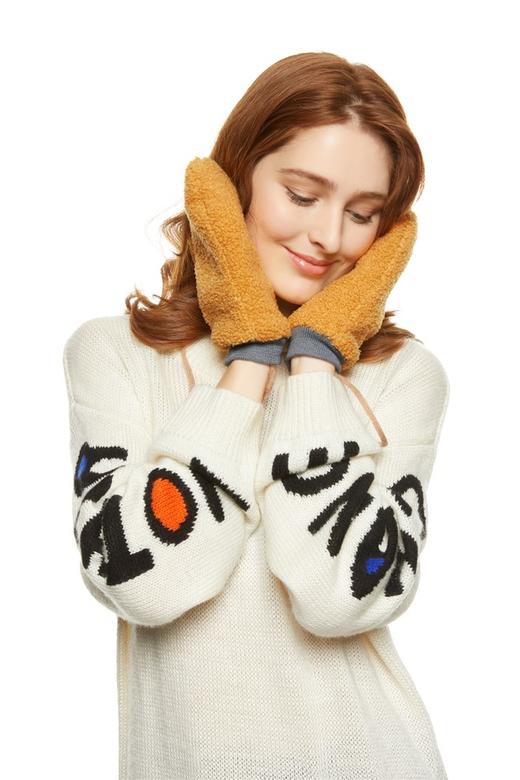 SUMMER & SAGE 黄色挂脖连指手套 8548 商品图0