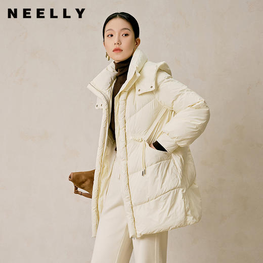 NEELLY纳俪商场同款冬季新款设计感直筒羽绒服女连帽加厚保暖外套N23104L06604 商品图0