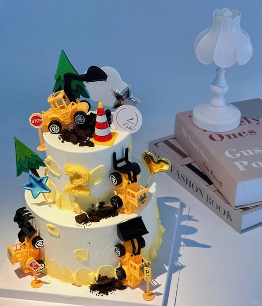 6寸+4寸 | 男孩最爱挖掘机 | 小双层蛋糕 商品图0