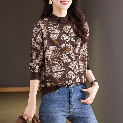 CC-CJ-CJ560复古半高领毛衣女2024秋冬新款设计感宽松保暖羊毛针织打底衫上衣 商品图1