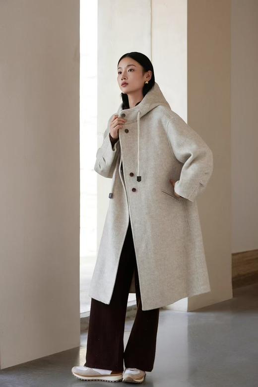 3F【Ivy.kki】连帽抽绳长款大衣 商品图0