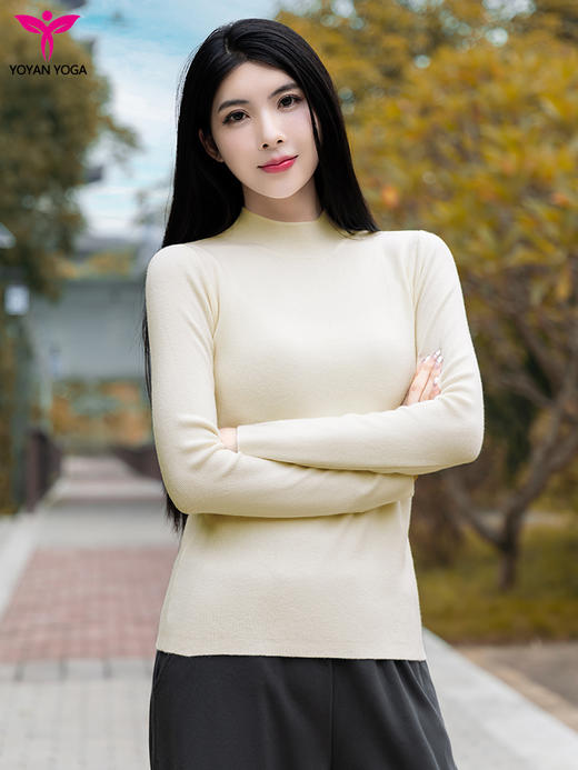 悠妍加厚半高领长袖针织毛衣打底衫CX24534 含绵羊毛瑜伽服上衣 商品图5
